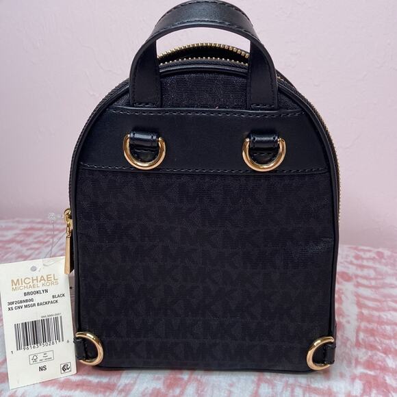 NWT MSRP$278 Michael Kors Brooklyn XS Convertible  Backpack Bag Handbag Black